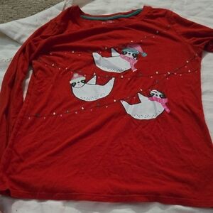 Girls Sloths On Christmas Lights Long Sleeve Shirt